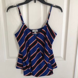 ALLISON JOY Blue/Orange/White Stripe V-Neck Spaghetti Strap Tank/Cami SMALL